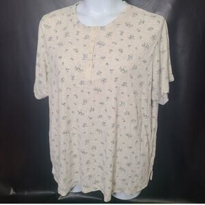 Vintage 90s Basic Editions Gray Ribbed Shirt Floral Print Size 2X